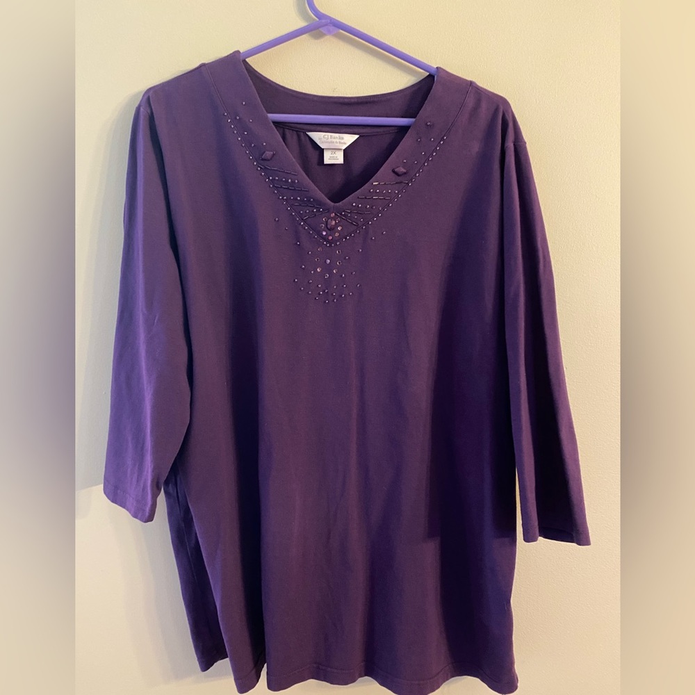 Woman’s size 2X cotton/spandex 3/4 length tee from C J Banks